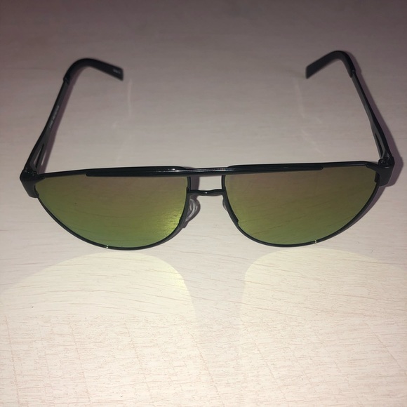 Classic Aviator Sunglasses Flat Top Mirrored Black - Picture 4 of 6